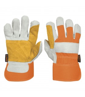 Guantes de carnaza y loneta, con refuerzo, unitalla
