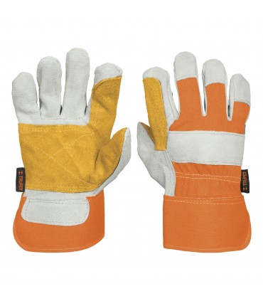 Guantes de carnaza y loneta, con refuerzo, unitalla