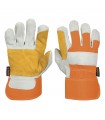Guantes de carnaza y loneta, con refuerzo, unitalla