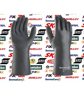 Guante de Hule Negro 13" contra Solventes