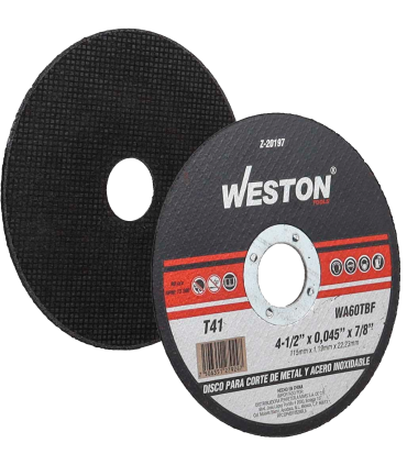 Disco de Corte Metal y Acero Inoxidable 4 1/2" x 0.045" x 7/8" Weston Z-20197